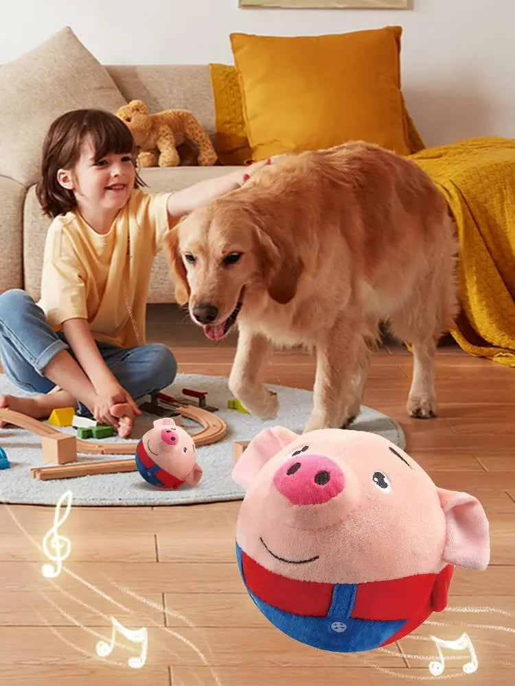 Automatisches Hüpfspielzeug aus Plüsch, bissfest, lustig, interaktiv, quietschendes Spielzeug - Fellnasenliebe123