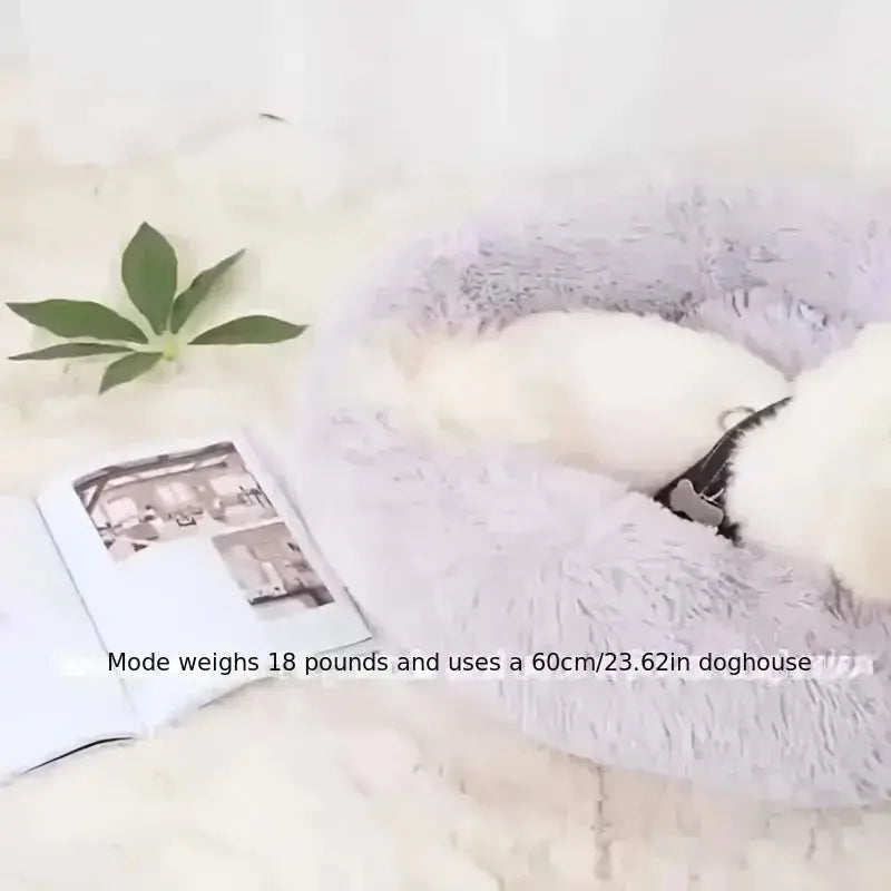 1-teiliges, bequemes, gestreiftes Plüsch-Haustierbett, geeignet für Katzen und Hunde - Fellnasenliebe123