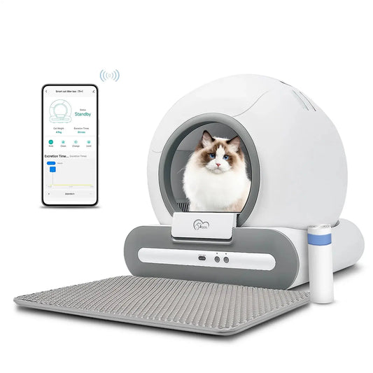 DOEL Automatische Katzentoilette, selbstreinigend, mit App-Steuerung und Katzenstreumatte, intelligente Katzentoilette für mehrere große Katzen Fellnasenliebe123