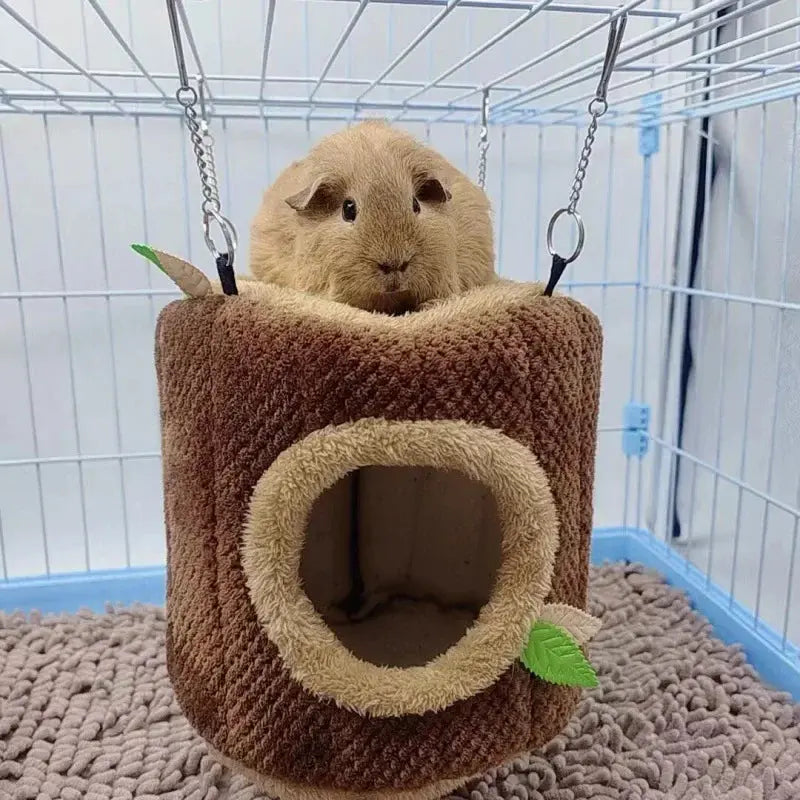 Hamster-Hängematte Baumstumpf-Design - Warmes Nest für Kleintiere in 2 Größen - Fellnasenliebe123