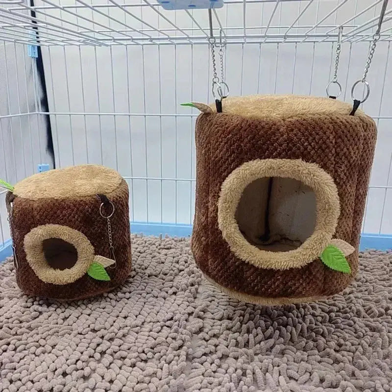 Hamster-Hängematte Baumstumpf-Design - Warmes Nest für Kleintiere in 2 Größen - Fellnasenliebe123