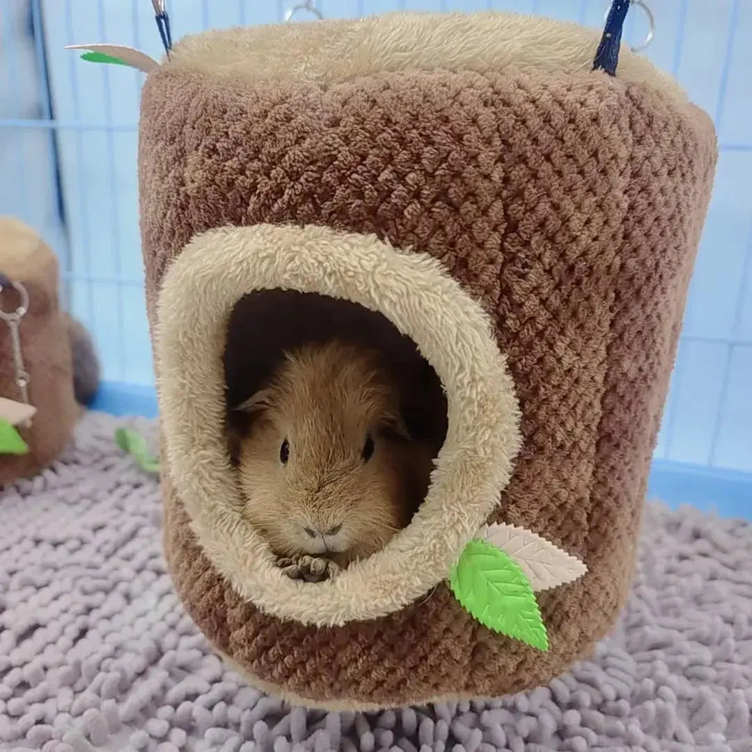 Hamster-Hängematte Baumstumpf-Design - Warmes Nest für Kleintiere in 2 Größen - Fellnasenliebe123