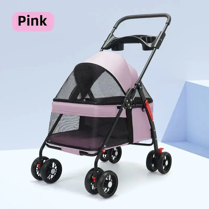 Haustier-Kinderwagen, Hunde, Katzen, Teddybär, Kinderwagen, kleiner Haustier-Kinderwagen, leicht und faltbar, geeignet für Outdoor-Reisen, Hunde- und Katzenbedarf Fellnasenliebe123