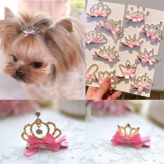 Hundezubehör, Haustierpflege für Welpen, Katzen, Hunde, Haarspange, Krone, Schleife, Haustier-Haarnadeln, Hund, mehrfarbig, Katze, Kopfbedeckung, Haustierzubehör Fellnasenliebe123