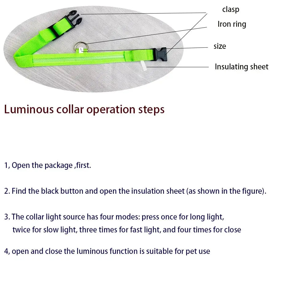 Nylon LED Nacht Sicherheit blinkende Glow In The Dark Hundeleine Hunde leuchtende fluoreszierende Haustier Hundehalsband Fellnasenliebe123