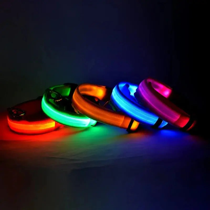 Nylon LED Nacht Sicherheit blinkende Glow In The Dark Hundeleine Hunde leuchtende fluoreszierende Haustier Hundehalsband Fellnasenliebe123