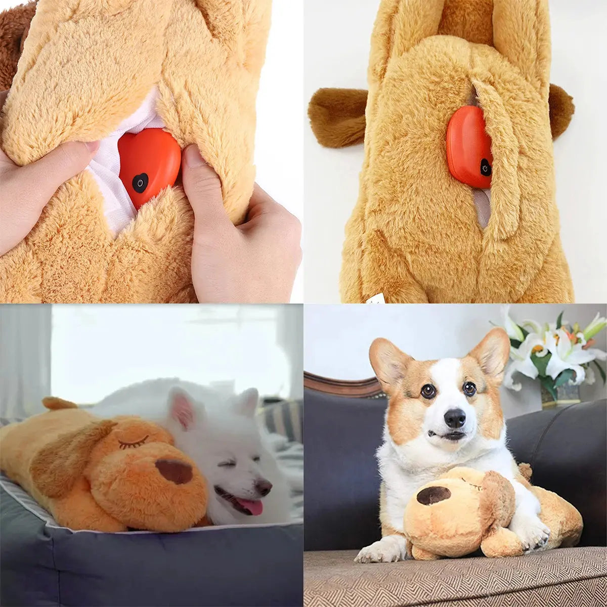Plüsch Herzschlag Welpen Verhaltens training Spielzeug Plüsch Haustier Kuscheln Angst Linderung Schlaf hilfe Puppe dauerhafte Hund Kau spielzeug für Kauer Fellnasenliebe123