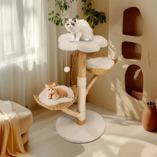 110 cm moderner Kratzbaum für Katzenmöbel, Aktivitätszentrum aus massivem Holz mit Kratzbaum für Kätzchen Fellnasenliebe123