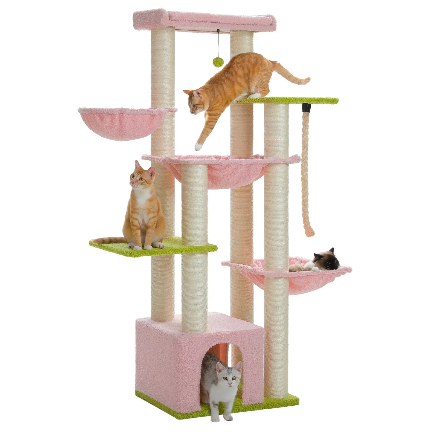 Großer Kratzbaum für große Katzen Robuster Katzenturm mit mehreren Ebenen Katzenhaus-Kletterbaum mit Hängematte 11 Sisalpfosten Große Sitzstange Fellnasenliebe123