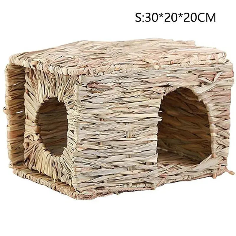 Faltbare gewebte Kaninchenkäfige, Haustiere, Hamster, Meerschweinchen, Hase, Gras, Kauspielzeug, Matte, Haus, Bettnester für kleine Tiere, Kaninchen-Zubehör Fellnasenliebe123