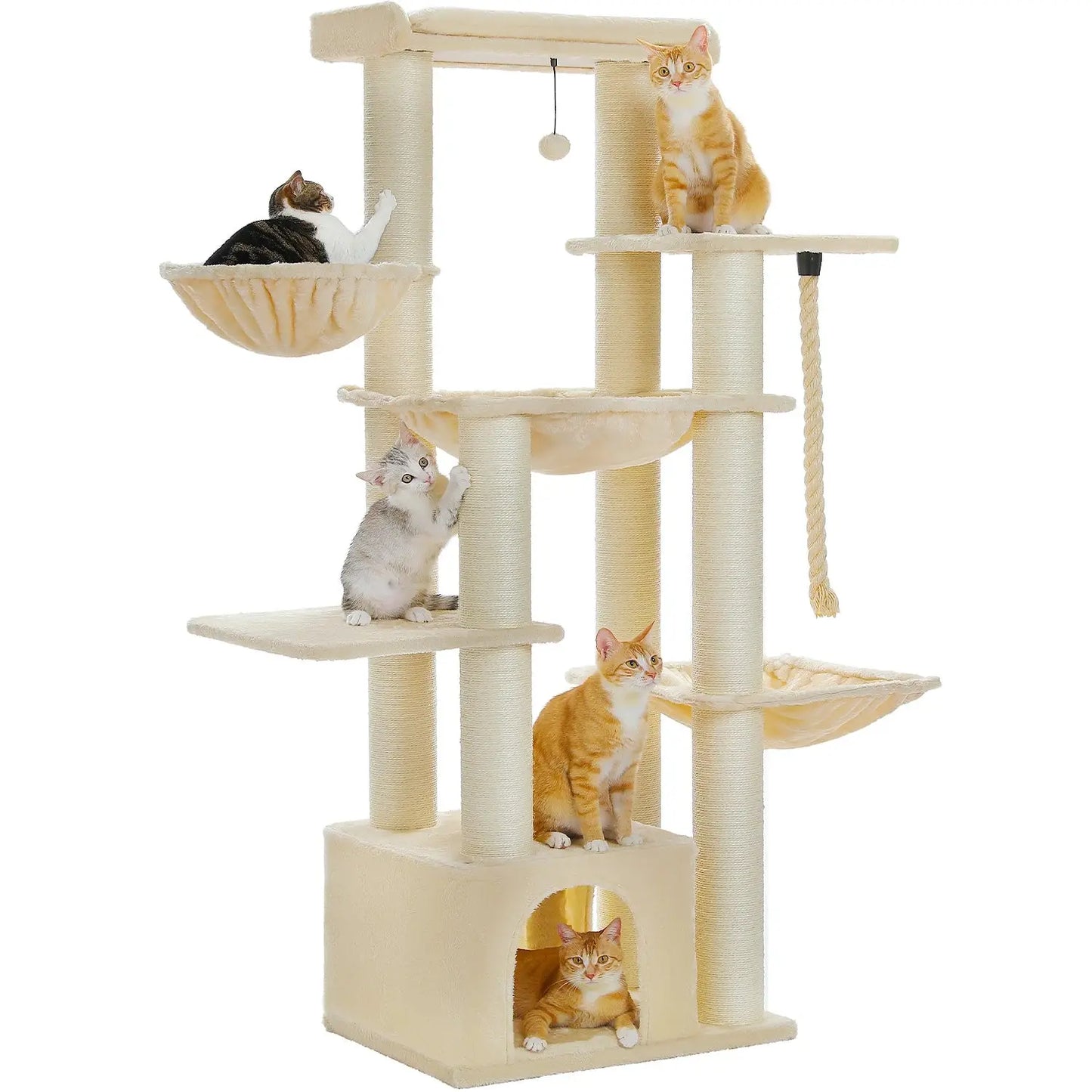 Großer Kratzbaum für große Katzen Robuster Katzenturm mit mehreren Ebenen Katzenhaus-Kletterbaum mit Hängematte 11 Sisalpfosten Große Sitzstange Fellnasenliebe123