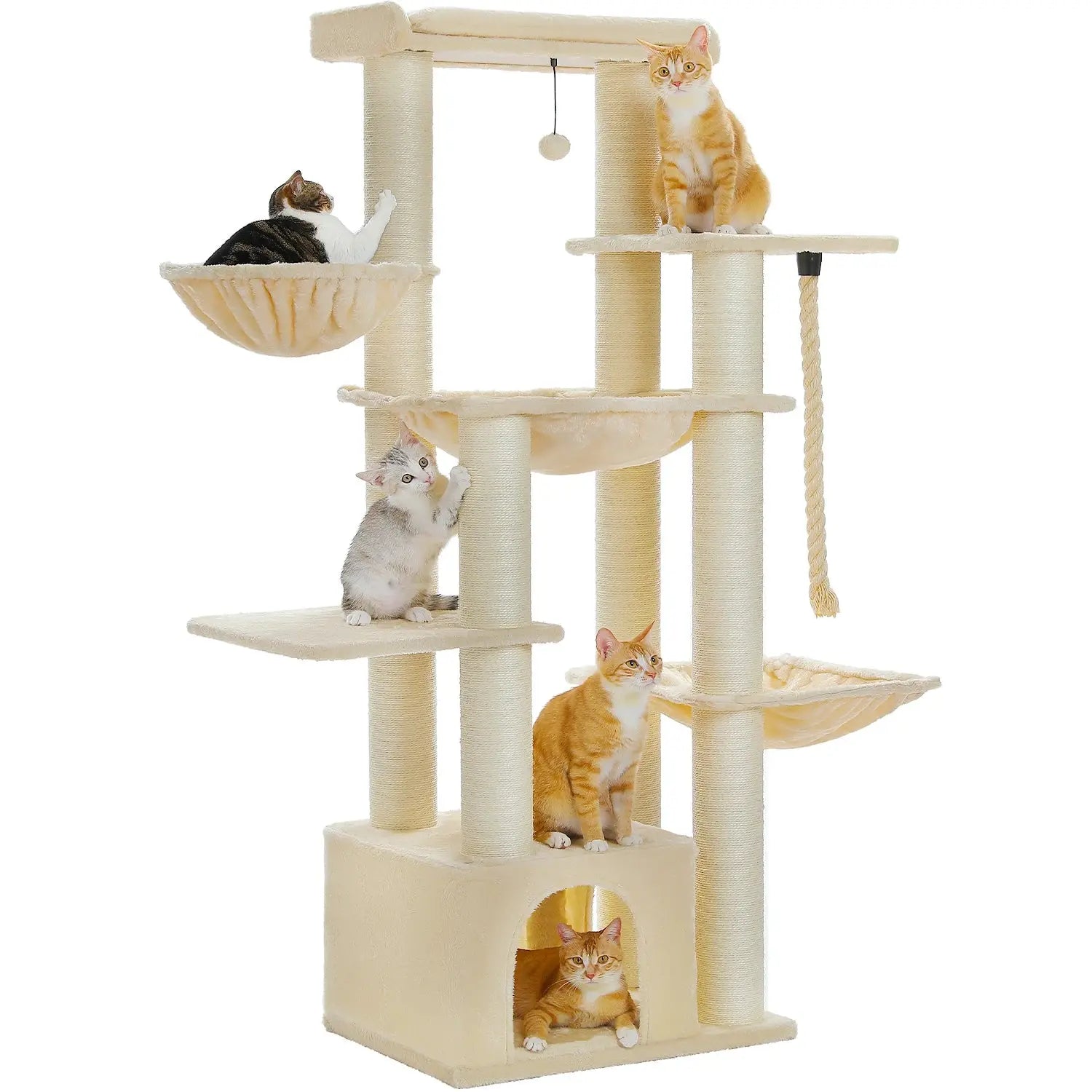 Großer Kratzbaum für große Katzen Robuster Katzenturm mit mehreren Ebenen Katzenhaus-Kletterbaum mit Hängematte 11 Sisalpfosten Große Sitzstange Fellnasenliebe123