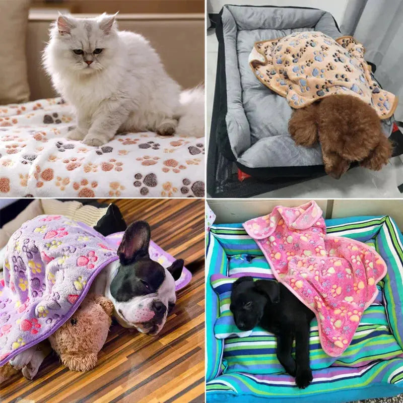 Hundebettmatte, Decke, weiche, flauschige Haustierdecke, niedliche Pfoten/Elefant-Muster, Haustier-Reisematte, warme, bequeme Decke für Katzen und Hunde Fellnasenliebe123