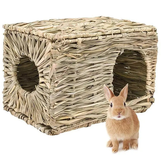 Faltbare gewebte Kaninchenkäfige, Haustiere, Hamster, Meerschweinchen, Hase, Gras, Kauspielzeug, Matte, Haus, Bettnester für kleine Tiere, Kaninchen-Zubehör Fellnasenliebe123