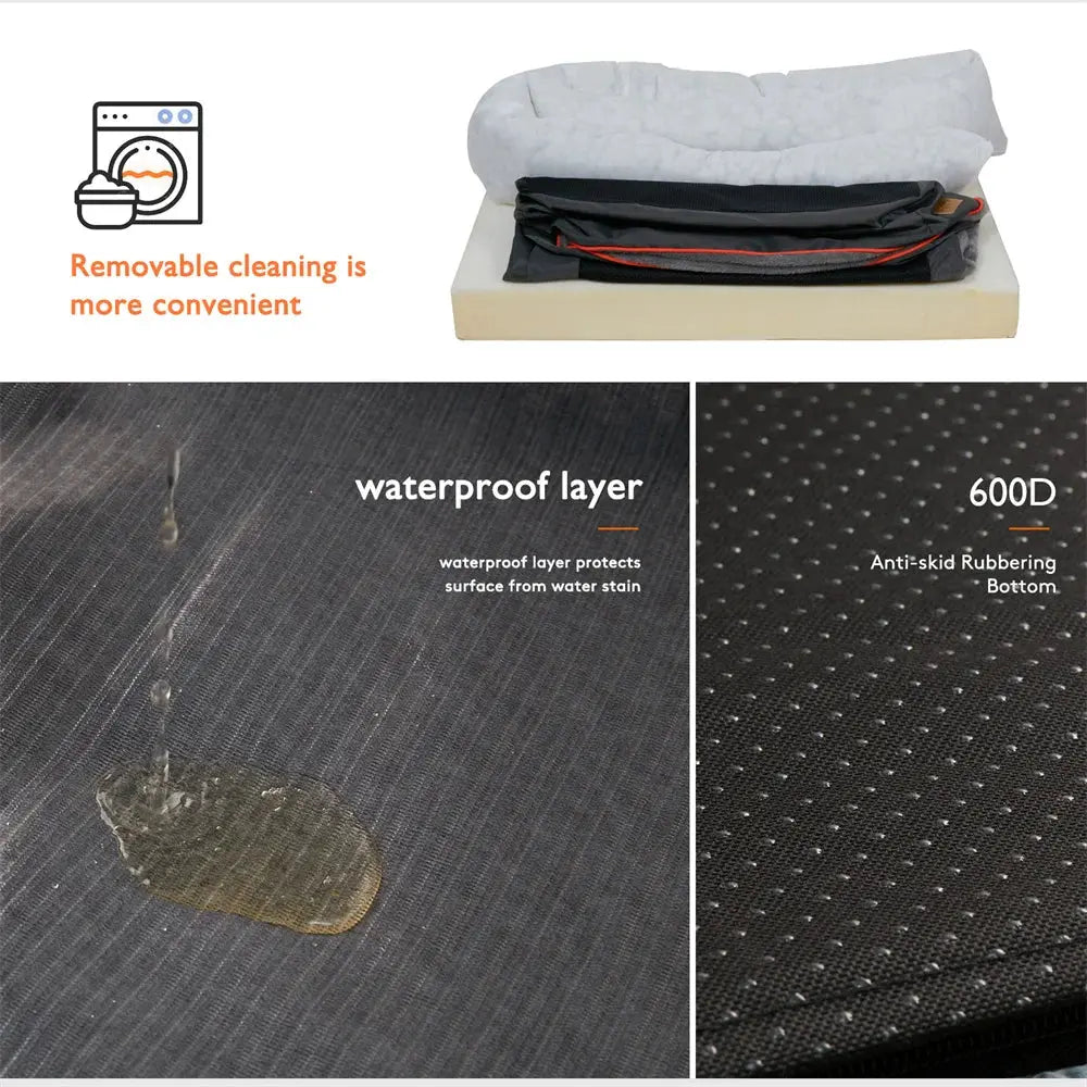 Jumbo großes orthopädisches Hundebett, Memory-Schaum, Haustiersofa, Couch, wasserdicht, erhöhtes Kissen, warme Welpenrolle, Couch, abnehmbarer Bezug Fellnasenliebe123