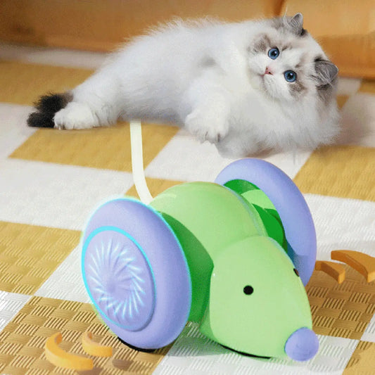 Intelligentes elektrisches Maus-Katzenspielzeug für interaktive Spielzeit mit Hindernisvermeidung, geräuschloses Laden, 1,5 Stunden Akkulaufzeit Fellnasenliebe123