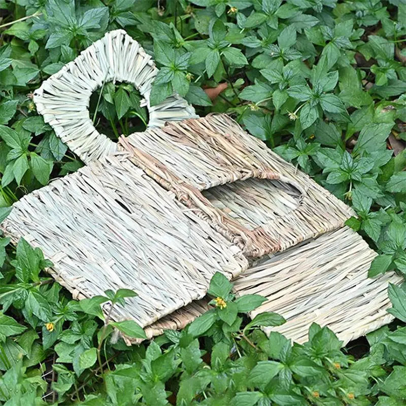 Faltbare gewebte Kaninchenkäfige, Haustiere, Hamster, Meerschweinchen, Hase, Gras, Kauspielzeug, Matte, Haus, Bettnester für kleine Tiere, Kaninchen-Zubehör Fellnasenliebe123