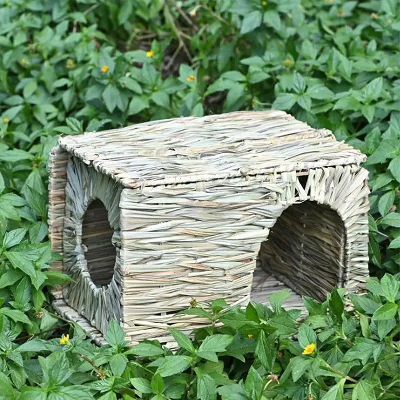 Faltbare gewebte Kaninchenkäfige, Haustiere, Hamster, Meerschweinchen, Hase, Gras, Kauspielzeug, Matte, Haus, Bettnester für kleine Tiere, Kaninchen-Zubehör Fellnasenliebe123