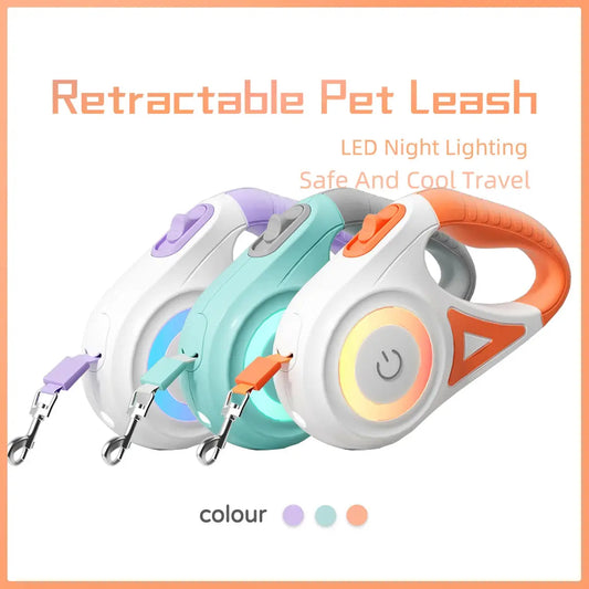 Einziehbare LED-Hundeleine mit Licht für Welpen, kleine, mittelgroße und große Hunde, Katzen, Haustiergeschirr, Gurte, Halsband, Zubehör, 3 m, 5 m Roulette Fellnasenliebe123