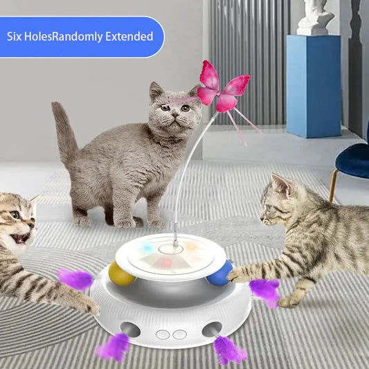 3-in-1-Smart-Katzenspielzeug, automatisch flatternd, Schmetterlingsfeder, lustiges Ballspielzeug-Set für Katzen, elektronisches interaktives Haustierspielzeug-Zubehör Fellnasenliebe123
