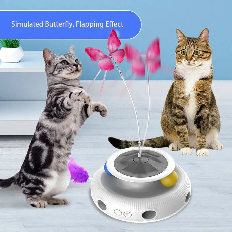 3-in-1-Smart-Katzenspielzeug, automatisch flatternd, Schmetterlingsfeder, lustiges Ballspielzeug-Set für Katzen, elektronisches interaktives Haustierspielzeug-Zubehör Fellnasenliebe123