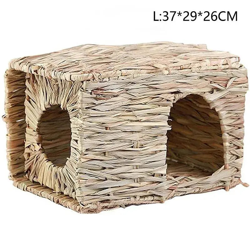 Faltbare gewebte Kaninchenkäfige, Haustiere, Hamster, Meerschweinchen, Hase, Gras, Kauspielzeug, Matte, Haus, Bettnester für kleine Tiere, Kaninchen-Zubehör Fellnasenliebe123