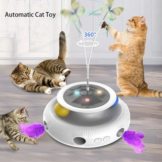 3-in-1-Smart-Katzenspielzeug, automatisch flatternd, Schmetterlingsfeder, lustiges Ballspielzeug-Set für Katzen, elektronisches interaktives Haustierspielzeug-Zubehör Fellnasenliebe123