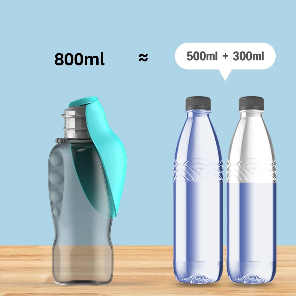 800 ml tragbare Hundewasserflasche für kleine, mittelgroße und große Hunde, Trinknapf für Reisen im Freien