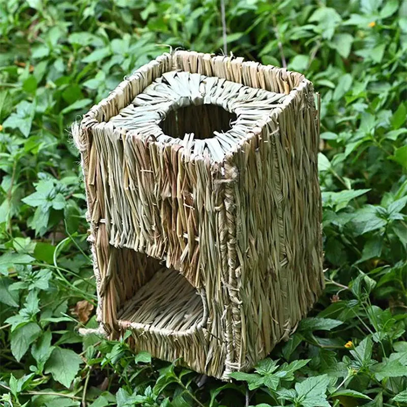 Faltbare gewebte Kaninchenkäfige, Haustiere, Hamster, Meerschweinchen, Hase, Gras, Kauspielzeug, Matte, Haus, Bettnester für kleine Tiere, Kaninchen-Zubehör Fellnasenliebe123