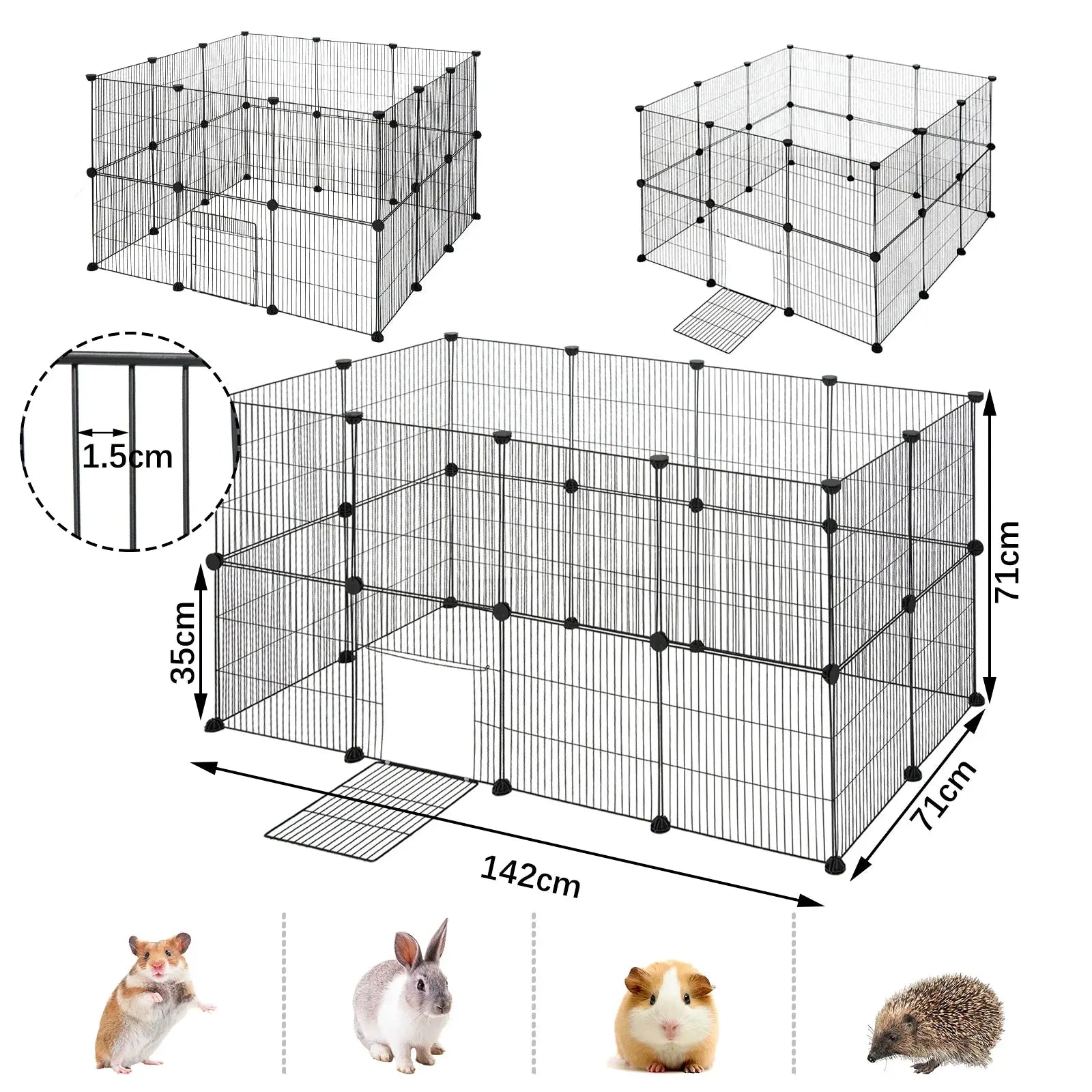 DIY Haustier-Laufstall, Metalldraht, Übung, Haustierlauf mit Tür, Kabelbinder, Käfig für kleine Tiere, für Welpen, Kaninchen, Kätzchen, Meerschweinchen Fellnasenliebe123