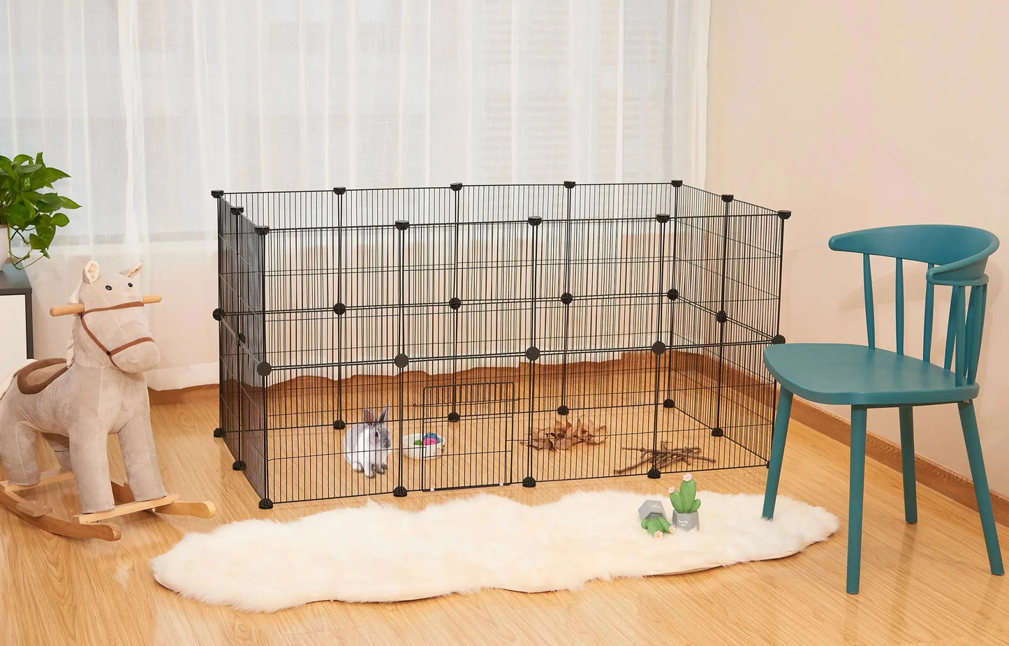 DIY Haustier-Laufstall, Metalldraht, Übung, Haustierlauf mit Tür, Kabelbinder, Käfig für kleine Tiere, für Welpen, Kaninchen, Kätzchen, Meerschweinchen Fellnasenliebe123