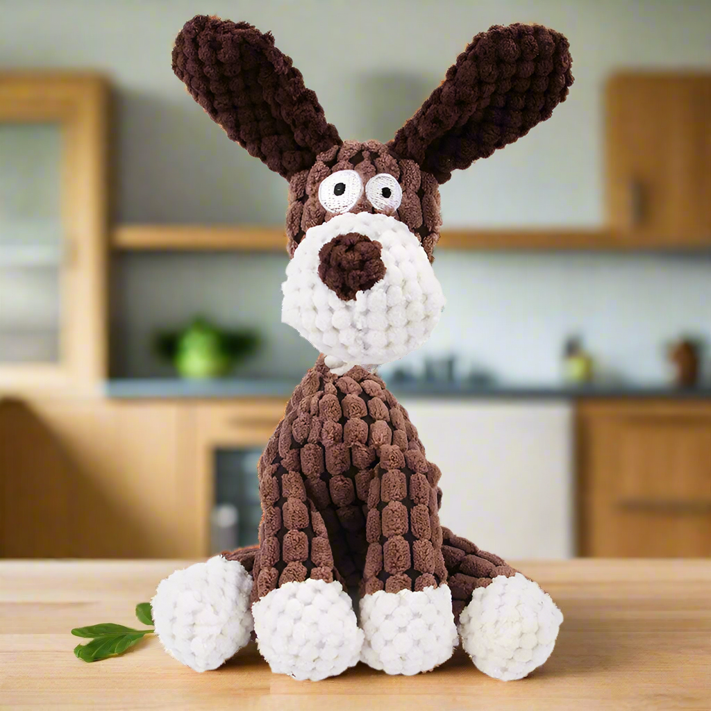 Corduroy dog toys for small and large dogs, animal plush squeaky toys for dogs