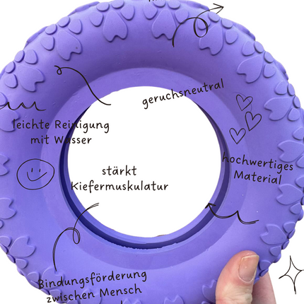 Riolino Robuster Hundespielzeug-Kauring für starke Kauer Velvet