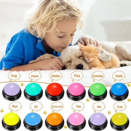 Dog Cat Communication Buttons Voice Recording Button for Pet Training Buzzer 30 Second Record Playback Interactive Pet Toys Fellnasenliebe123