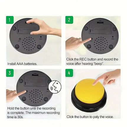 Dog Cat Communication Buttons Voice Recording Button for Pet Training Buzzer 30 Second Record Playback Interactive Pet Toys Fellnasenliebe123