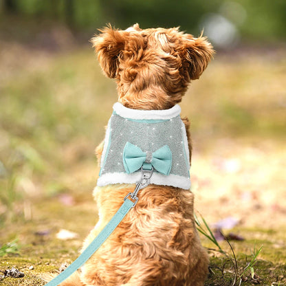 Premium Strass-Hundegeschirr mit Leine - Weiche Weste für kleine Hunde & Katzen