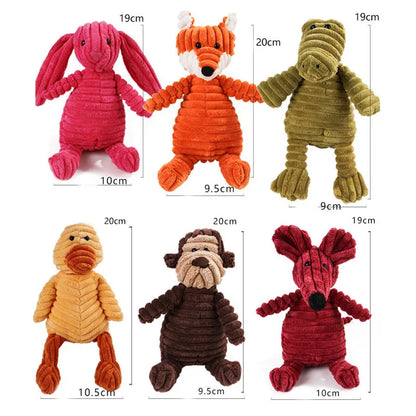 Corduroy dog ​​toys for small and large dogs, animal plush squeaky toys for dogs