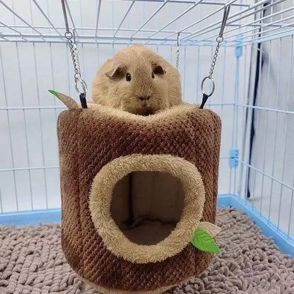 Hamster-Hängematte Baumstumpf-Design - Warmes Nest für Kleintiere in 2 Größen - Fellnasenliebe123