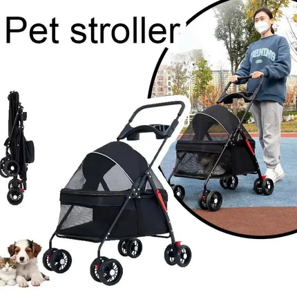 Haustier-Kinderwagen, Hunde, Katzen, Teddybär, Kinderwagen, kleiner Haustier-Kinderwagen, leicht und faltbar, geeignet für Outdoor-Reisen, Hunde- und Katzenbedarf Fellnasenliebe123