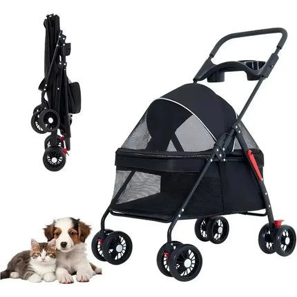 Haustier-Kinderwagen, Hunde, Katzen, Teddybär, Kinderwagen, kleiner Haustier-Kinderwagen, leicht und faltbar, geeignet für Outdoor-Reisen, Hunde- und Katzenbedarf Fellnasenliebe123