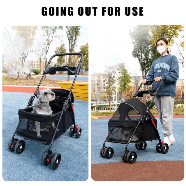Haustier-Kinderwagen, Hunde, Katzen, Teddybär, Kinderwagen, kleiner Haustier-Kinderwagen, leicht und faltbar, geeignet für Outdoor-Reisen, Hunde- und Katzenbedarf Fellnasenliebe123