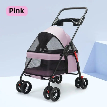 Haustier-Kinderwagen, Hunde, Katzen, Teddybär, Kinderwagen, kleiner Haustier-Kinderwagen, leicht und faltbar, geeignet für Outdoor-Reisen, Hunde- und Katzenbedarf Fellnasenliebe123