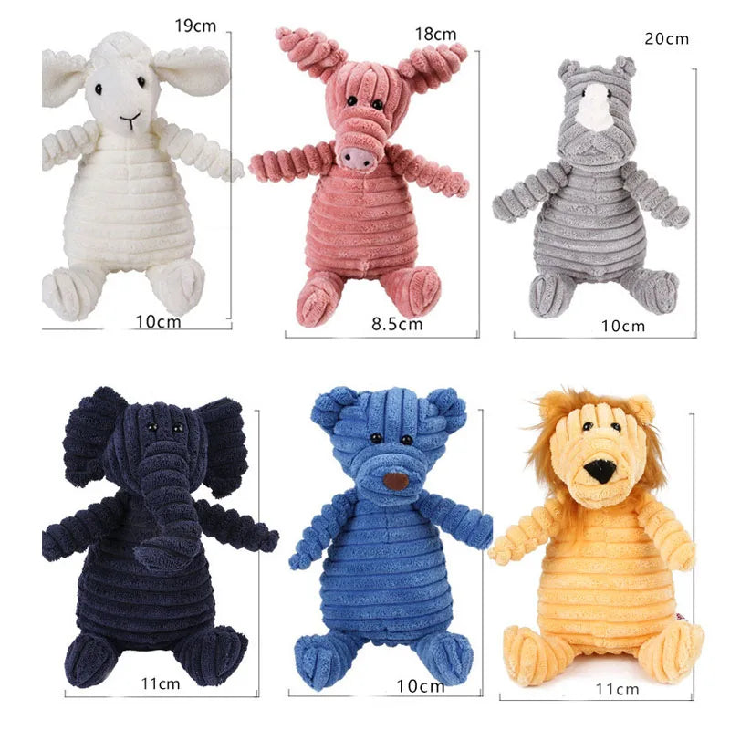 Corduroy dog ​​toys for small and large dogs, animal plush squeaky toys for dogs