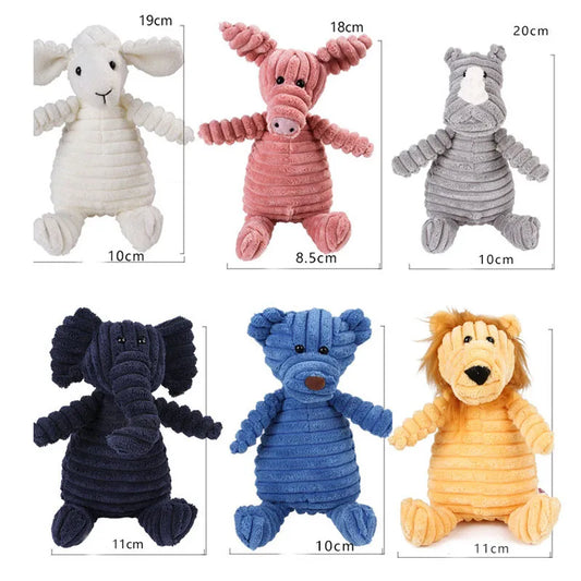 Corduroy dog ​​toys for small and large dogs, animal plush squeaky toys for dogs