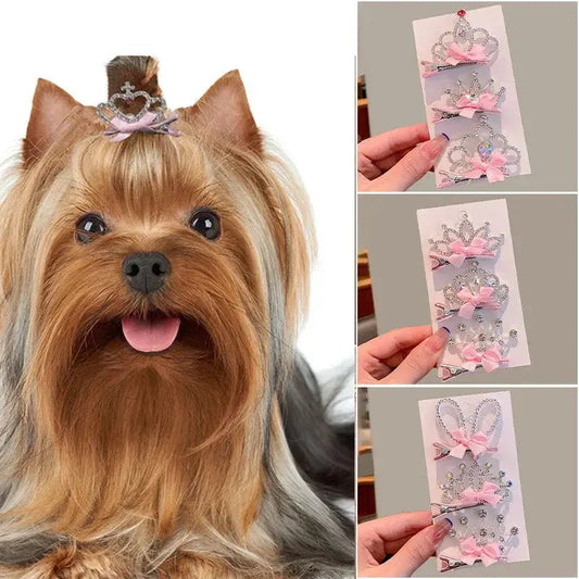 Hundezubehör, Haustierpflege für Welpen, Katzen, Hunde, Haarspange, Krone, Schleife, Haustier-Haarnadeln, Hund, mehrfarbig, Katze, Kopfbedeckung, Haustierzubehör Fellnasenliebe123