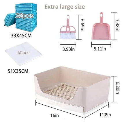 Kaninchentoilette XL mit Schublade - Komplettset mit 50 Folien & 25 Trainingsunterlagen - Fellnasenliebe123