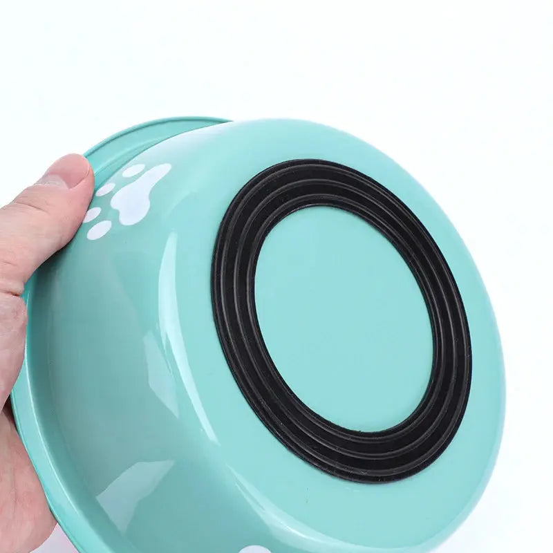 Neue Edelstahl Hund Becken Pfotenabdruck Heimtierbedarf Katzennapf Hundenapf Silikon Anti-Rutsch-Design Haustier Trinkwasser Futternapf Fellnasenliebe123