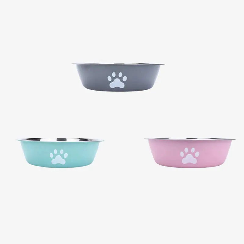 Neue Edelstahl Hund Becken Pfotenabdruck Heimtierbedarf Katzennapf Hundenapf Silikon Anti-Rutsch-Design Haustier Trinkwasser Futternapf Fellnasenliebe123