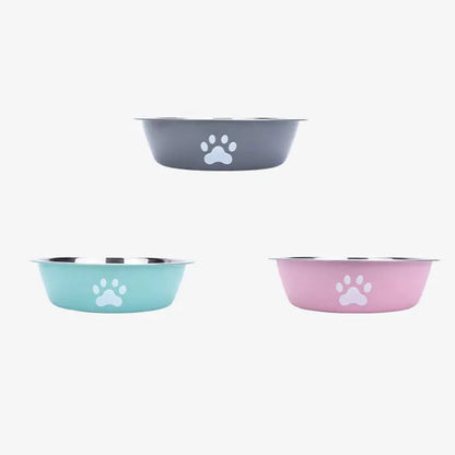Neue Edelstahl Hund Becken Pfotenabdruck Heimtierbedarf Katzennapf Hundenapf Silikon Anti-Rutsch-Design Haustier Trinkwasser Futternapf Fellnasenliebe123