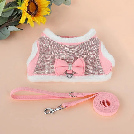 Premium Strass-Hundegeschirr mit Leine - Weiche Weste für kleine Hunde & Katzen - Fellnasenliebe123